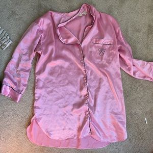 vintage victoria’s secret pink silk button up